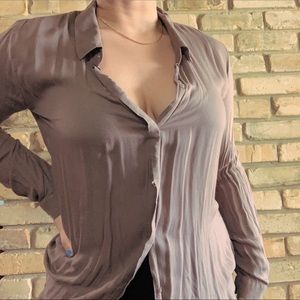 ★ SIDE STITCH LIGHT BROWN BUTTON UP